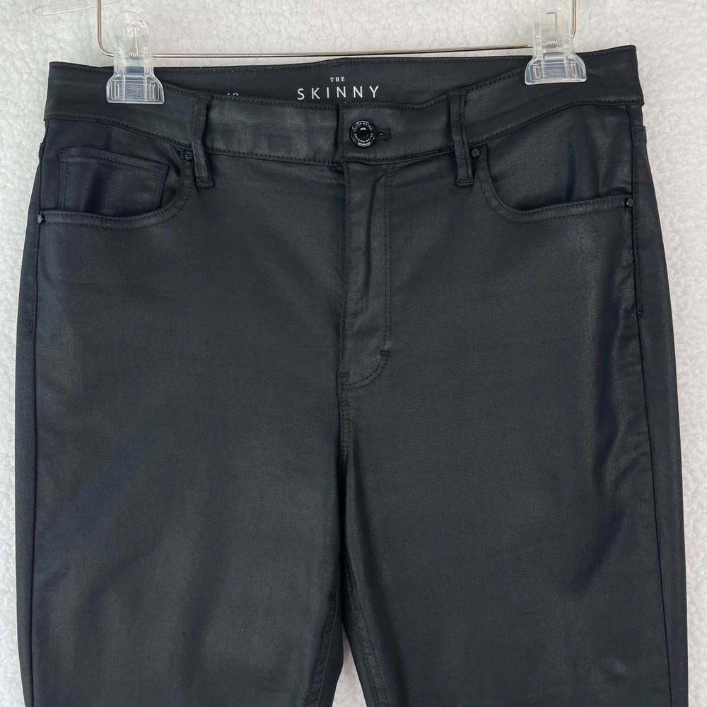 White House Black Market The Skinny Black Coated High Rise Jeans Womens Size 10